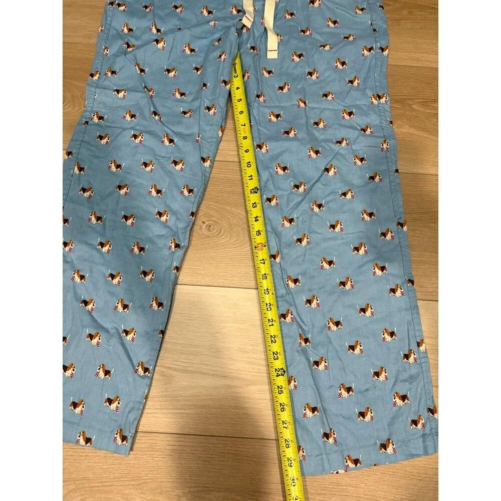 J.Crew Mens Pajama Pants Large Blue Cotton Dog Print Authentic Sleepwear L